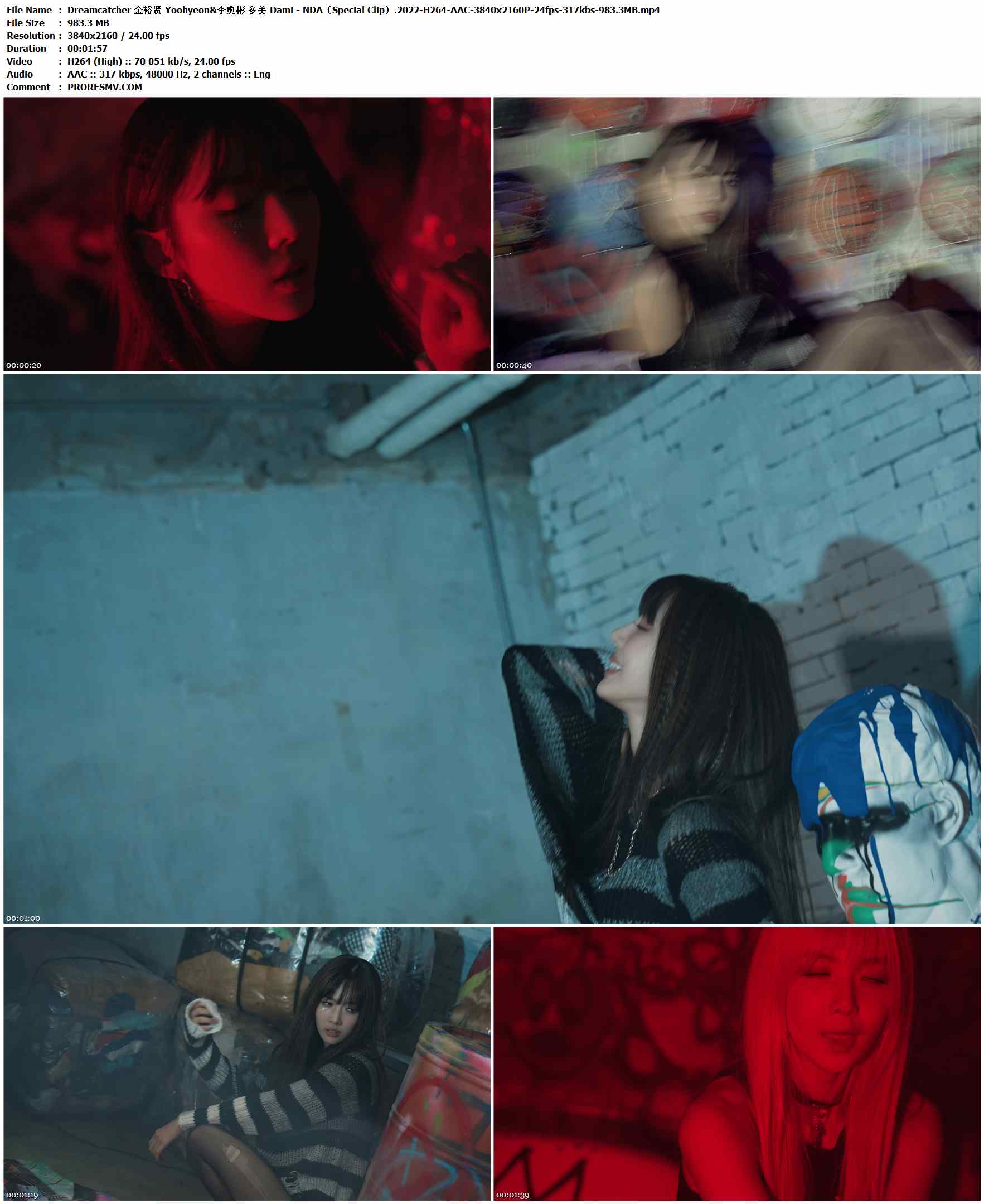 Dreamcatcher 金裕贤 Yoohyeon&李愈彬 多美 Dami - NDA（Special Clip）.2022-H264-AAC-3840x2160P-24fps-317kbs-983.3MB官方MV_高清MV